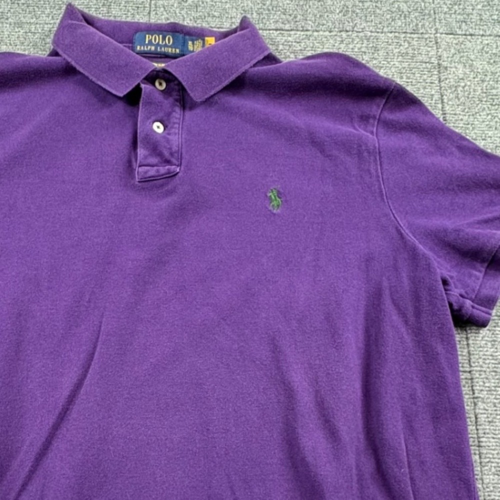 Polo Ralph Lauren Mens Custom Slim Fit Purple Cotton Pique Polo Shirt XL